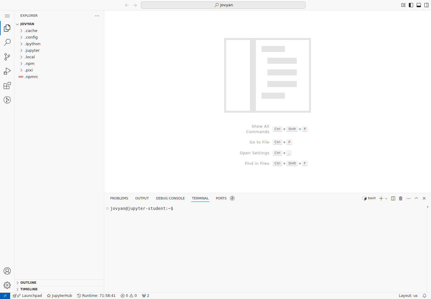 Code Server main interface