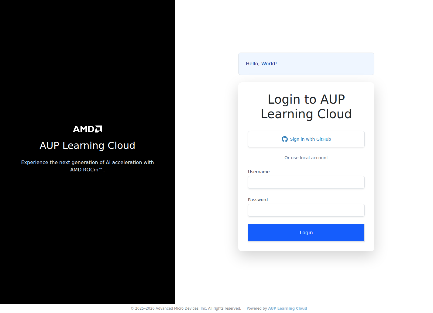 Platform login page