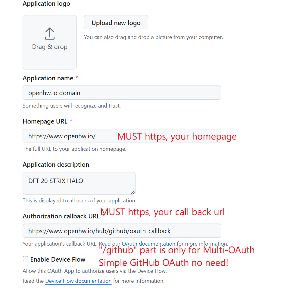 OAuth App Registration Form